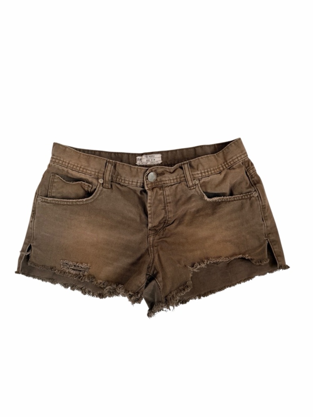 Free People green khaki denim cut off shorts
